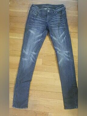 Vintage dELiA*s Taylor Low Rise Skinny Jeans Whiskered Dark Wash Size 1/2R